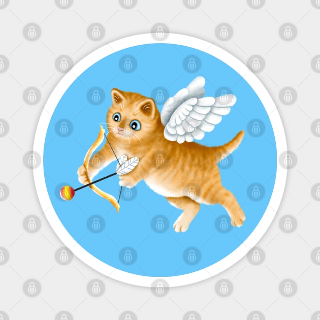 Ginger Cherub Kitten With a Bow and an Arrow Magnet by illucalliart